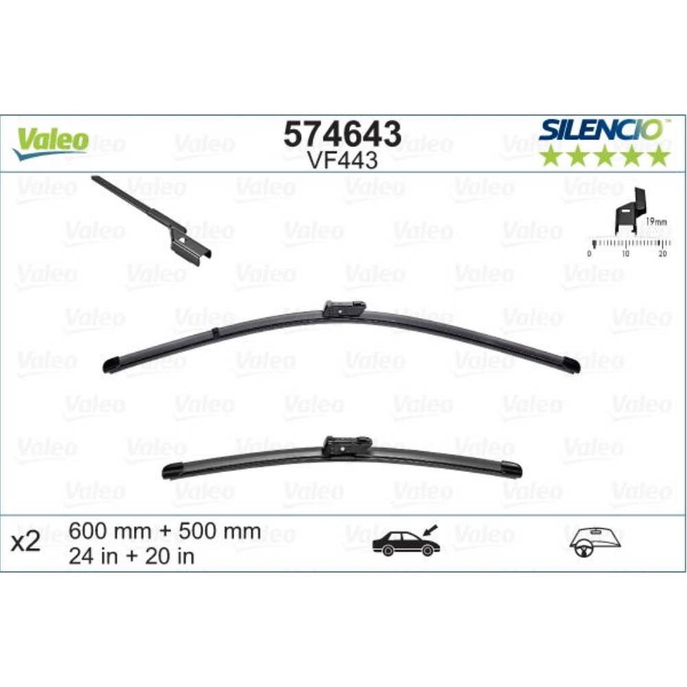 Безкаркасні двірники VALEO Silencio Flat на Chevrolet Silverado 3
