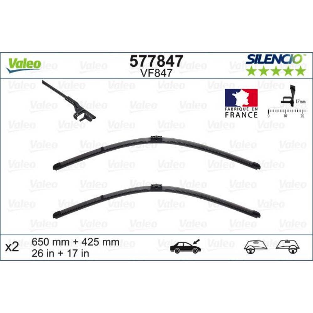 Бескаркасные дворники VALEO Silencio Flat на BMW 6 series F12, F13