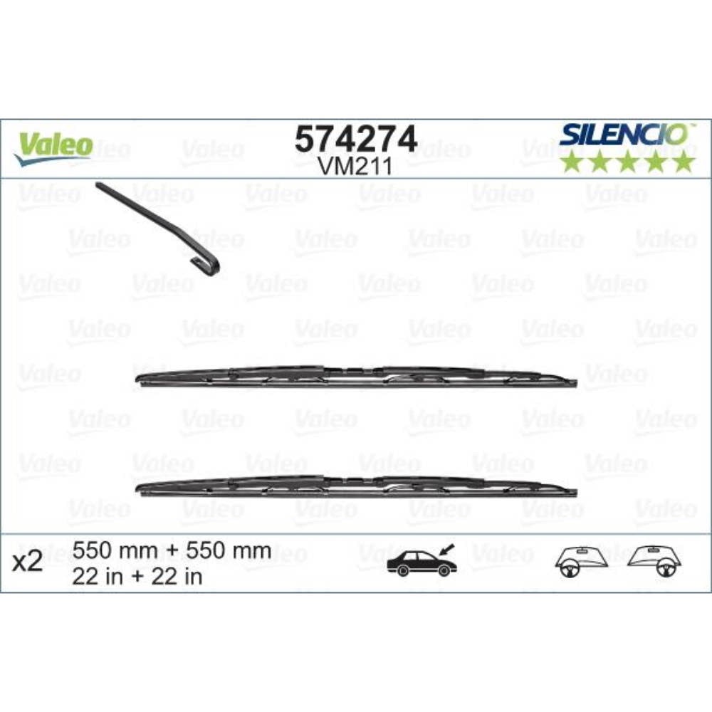 Каркасні двірники VALEO Silencio Convertional на Audi A4 Avant B6 09.2001-10.2003 original wiper arm
