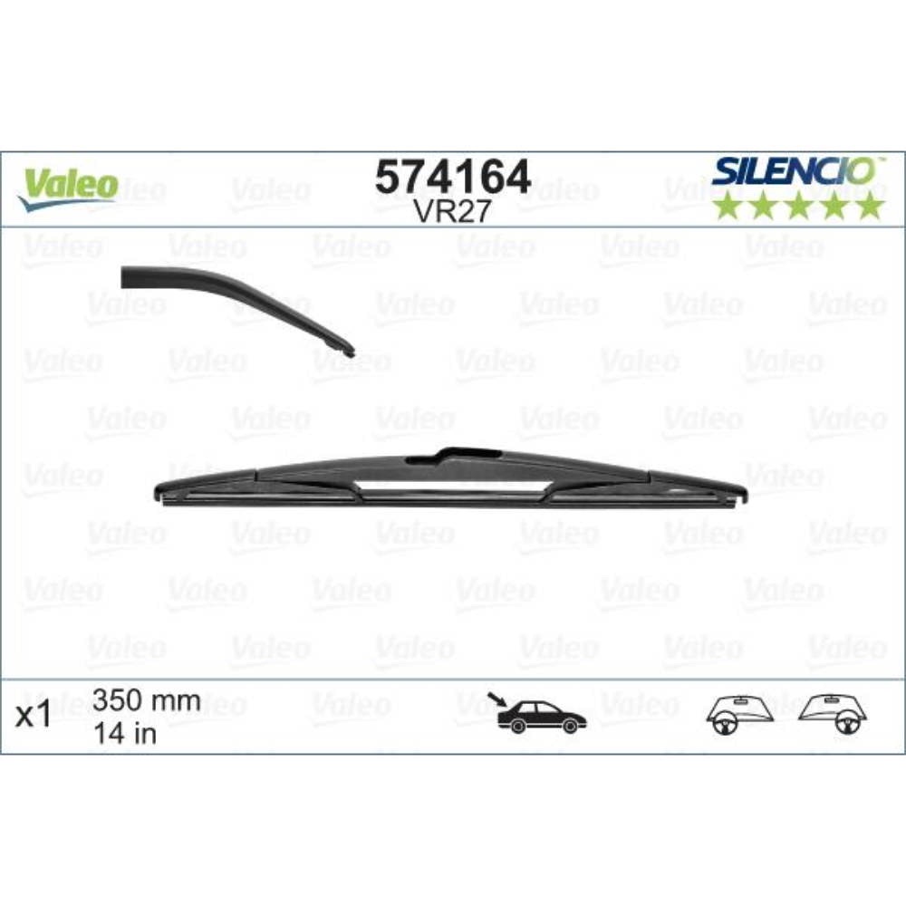 Задняя щетка VALEO Silencio Rear на Fiat Stilo Multi Wagon facelift 07.2005-08.2008 pinch tab wiper arm